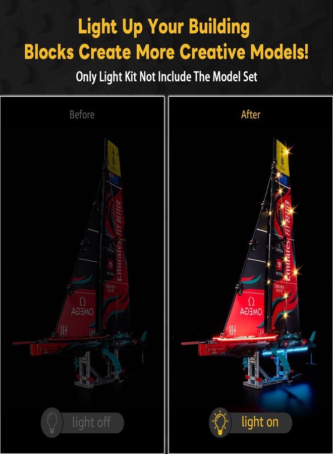 Kyglaring طقم إضاءة LED من Kyglaring متوافق مع مكعبات بناء Lego Emirates Team New Zealand AC75 Yacht 42174، ملحقات إضاءة مطورة لمجموعة النموذج 42174 (النموذج غير متضمن)، الإصدار الكلاسيكي. - Image 3